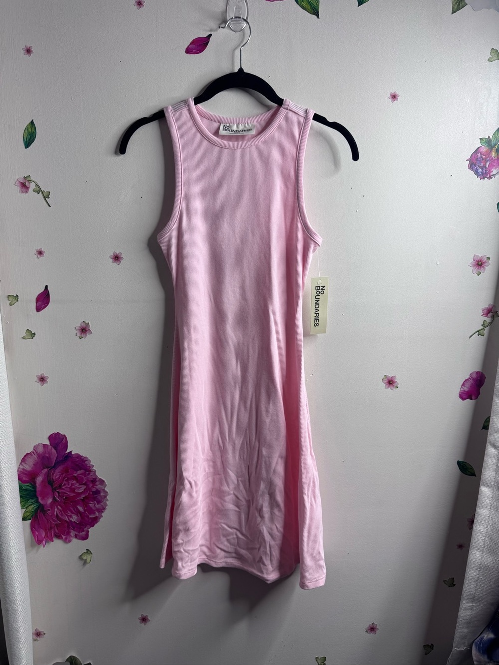 No Boundaries Pink Sleeveless Ribbed Tank Flare Mini Dress